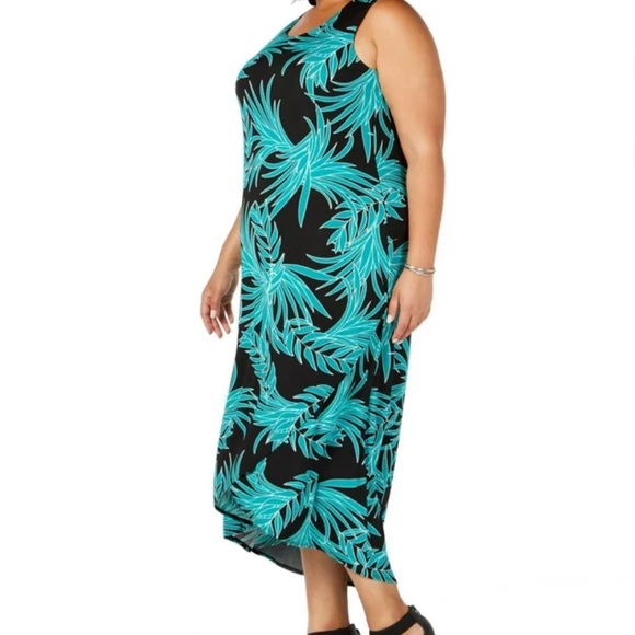 Alfani Printed Palm Hem Maxi Dress Size Large - Picture 2 of 10